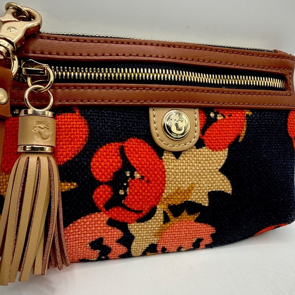 Spartina 449 Waving Girl Tassel Wristlet Floral Wallet Bag Travel - Picture 2 of 12